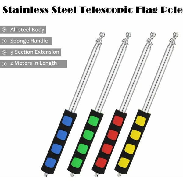 2 meter teleskopisk flaggstang bærbar reiseblå-Fei Yu