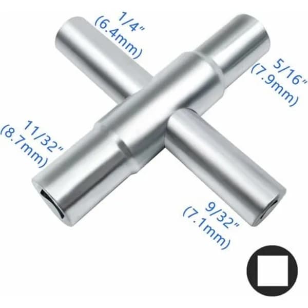 TS-Luftenøkkel 4-veis i sølvfarget stål for rør og kran