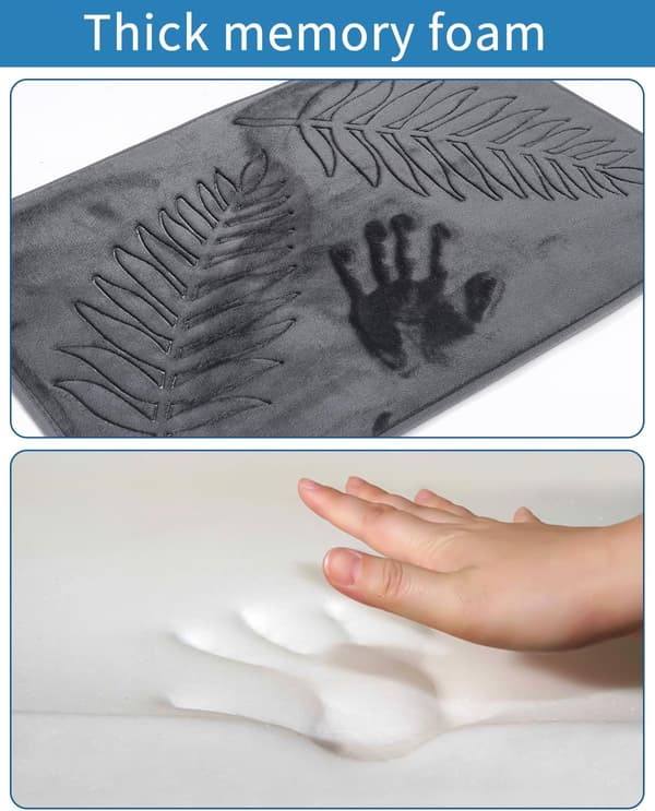 Memory Foam Bathroom Mat, 40 x 60 cm Non-Slip Bath Mat, Thick Bathroom Mat, Absorbent Shower Mat