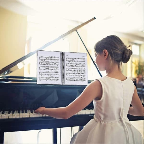 Musikmappe til noder A4 papir dokumentholder opbevaring 40 lommer G-nøgle nodestativ mappe P
