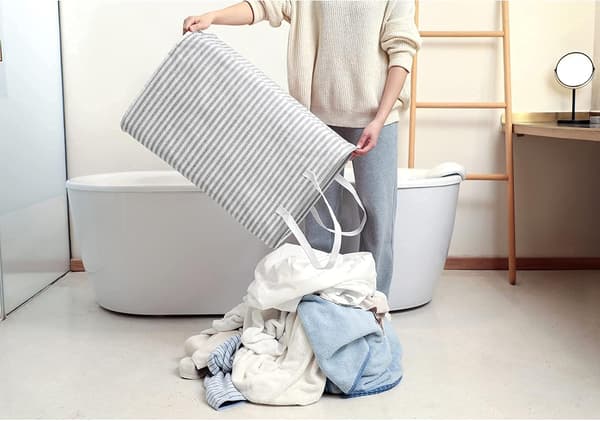 72L Large Storage Baskets for Clothes Storage, Zipper Laundry Baskets, Foldable Laundry Bag, Foldable Large Capacity Laundry Baskets (Grey)