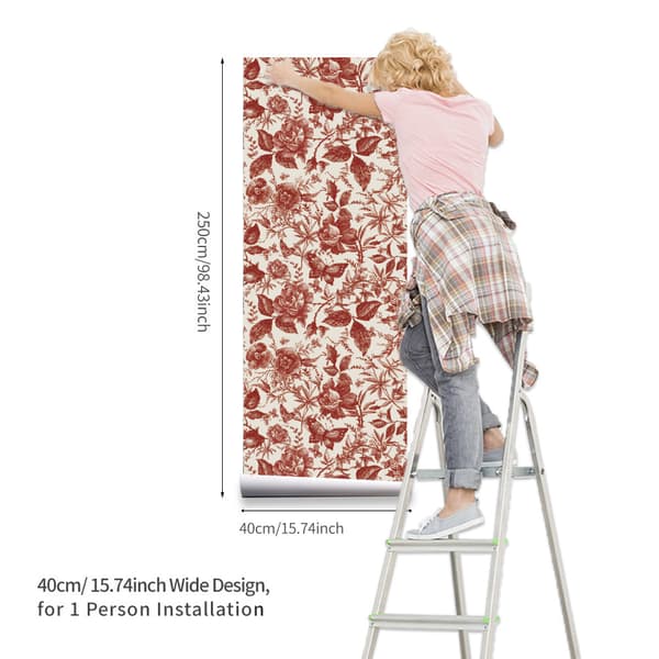 1 rull 250*40cm/98.43*15.74 \" Blomstret Rose Selvklebende Tapet