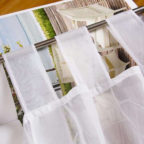 White, 120cmx140cm Window Curtain Embroidery Roman Blinds Voile