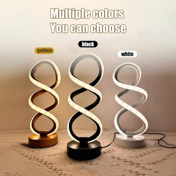 Modern Spiral RGB Table Lamp, LED Creative Spiral Decorative Night Light White White