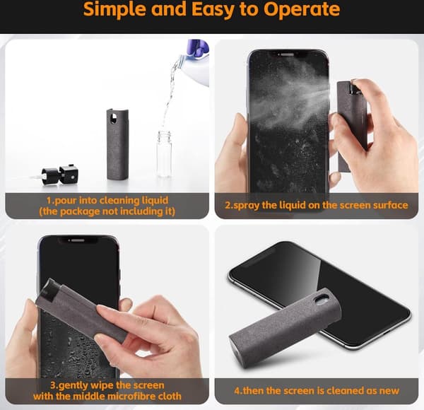 Screen Cleaner - Refillable - 2 in 1 Screen Cleaner - Screen Cleaner - Screen Spray - Cleaning Spray - Cleaning Spray - Microfiber Cloth ...