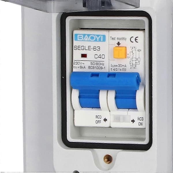 Wall Mounted Power Socket, German Standard 200-250V with 230V 40A 1P+N RCD