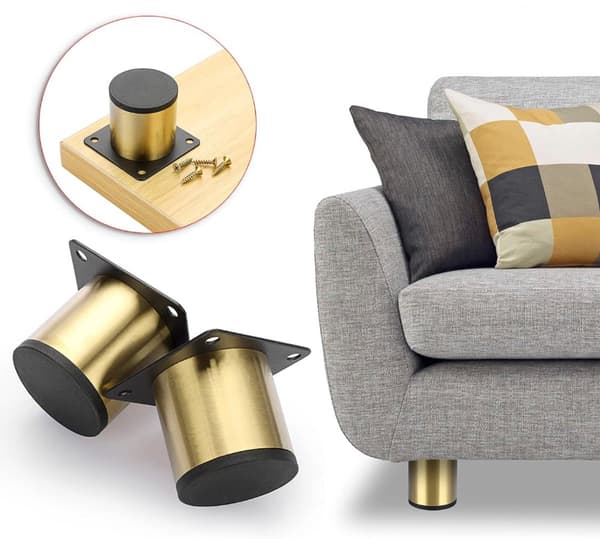 4 Møbelben Rustfrit Stål Runde 5 cm Højdejusterbare op til 50 mm til Sofaseng