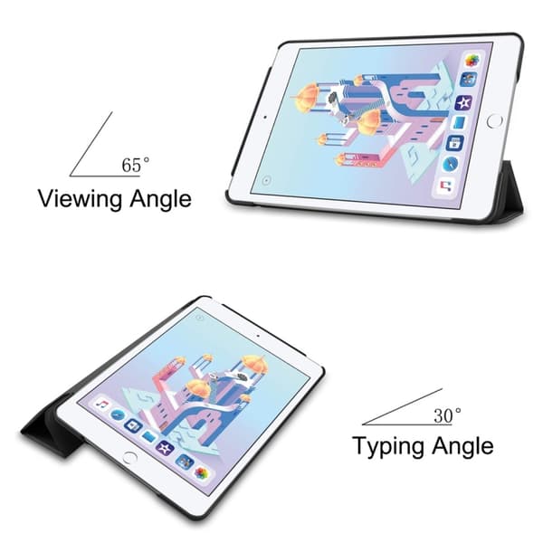 iPad Mini 4 Mini 5 Cover med Stativ, Beskyttende PU-lædercover til Arbejde og Videoafspilning, Sort