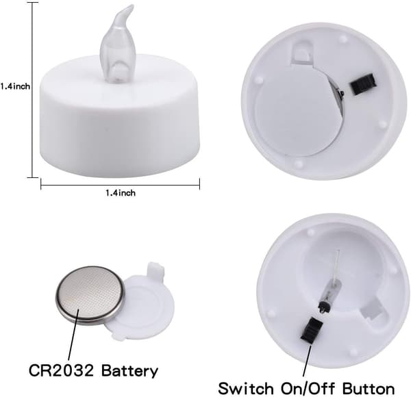 LED-lys, Flammløse Lys, 24-pak LED-lys CR2032 Batteri