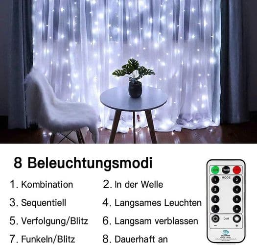 LED-valoverho 3x3m, 300 LED-valosarja