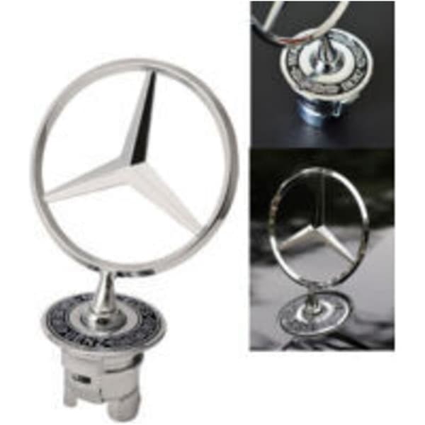 Chrome Alloy Star Hood Emblem, Replacement Accessory Compatible with Mercedes E-Class W124 W210 W202 W203