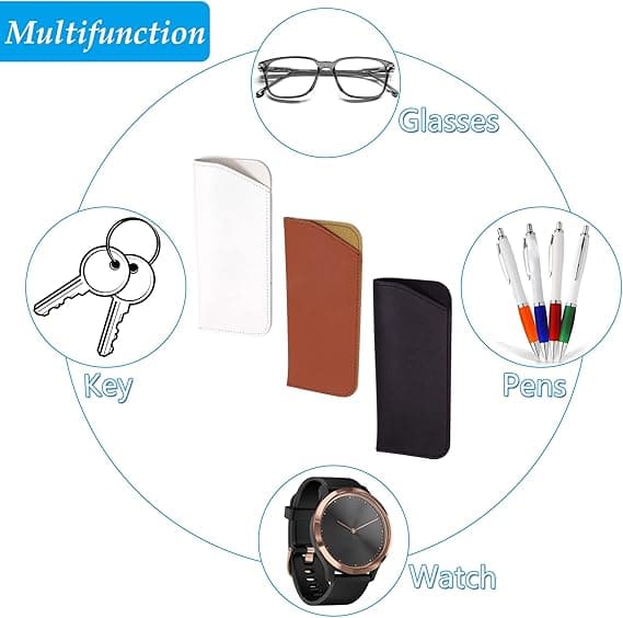 Set med 3 Cortex mjuka glasögonfodral (svart, vit, brun)