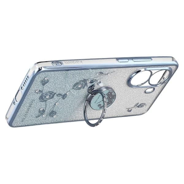 KADEM Deksel til Xiaomi Poco X7 Pro 5G Ringstativ TPU Blomster Mobildeksel Gradient Glitter - Blå_yux