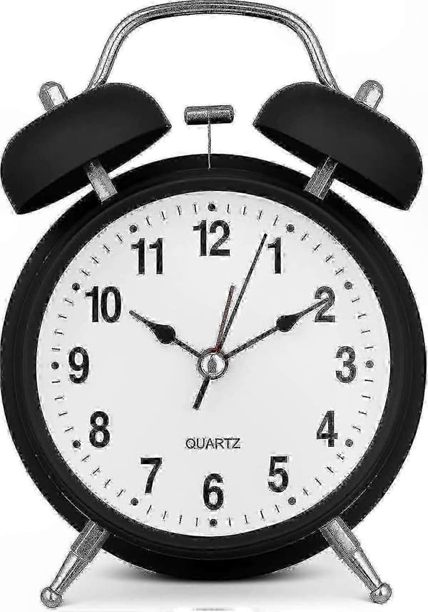 Retro Style Twin Bell Alarm Clock, Extra Loud, Silent Non-Ticking, White Finish
