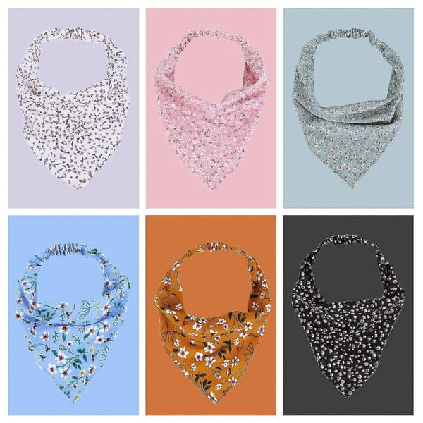 6 stk. Blomstrete Hodeplagg Hodebånd Chiffon Hårbånd Elastiske Hårbånd Scrunchies Boho Hårskjerf Hårbånd Søt-lingling}