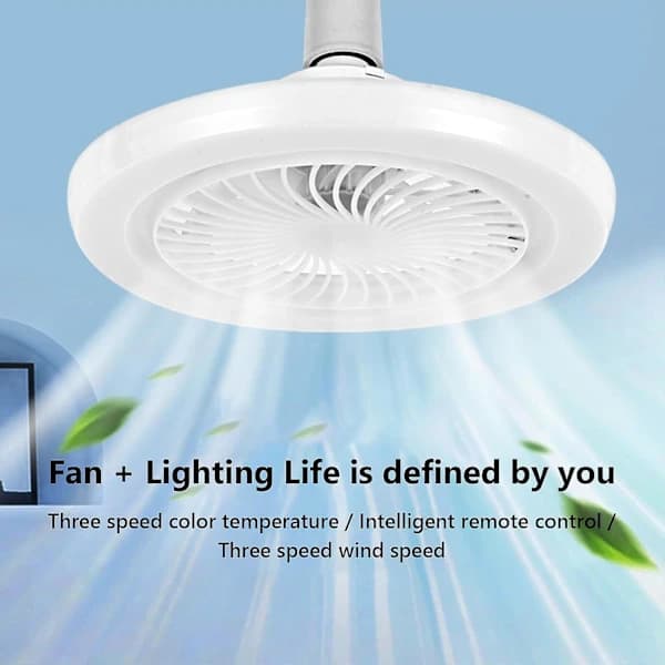 Ceiling fan with light for bedroom - E27 3 colors enclosed ceiling fans with remote control Intelligent control, eye-protecting dimmable