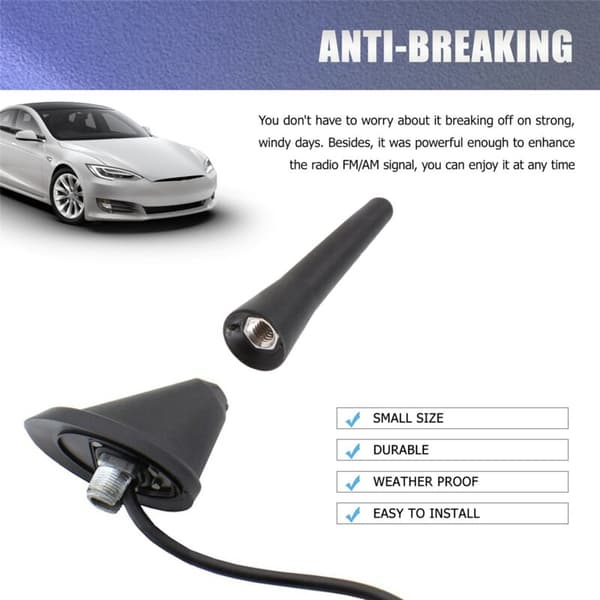 Universal Car Antenna, Small Short 6.5 cm (2.5 inches), Mini Car Accessories, FM/AM Inputs M5 M6, Black
