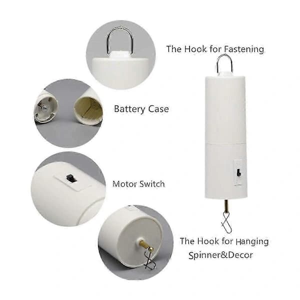 Battery-powered wind spinner motor for hanging display garden, white wind spinners, outdoor sculptures, white