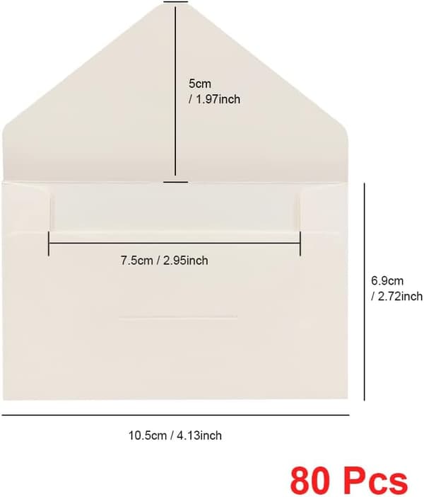 Konvolut, 80-pak 10,5*7cm Hvide Klassiske Klapkonvolutter, Kraft S