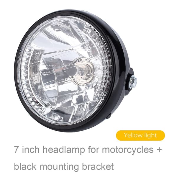 7\" Universal 12V H4 35W Round Motorcycle Yellow LED Headlight With Black Bracket