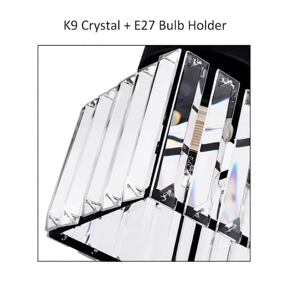 Modern Crystal Ceiling Light for Entryway, E27 Mini Crystal Chandelier, LED Ceiling Lamp Square Lampshade (Black)
