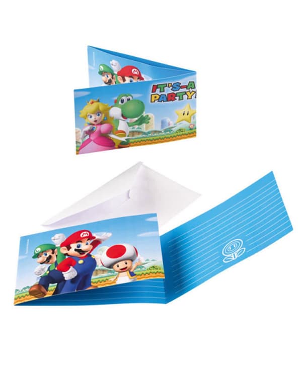 8 Super Mario Invitationer og Kuverter