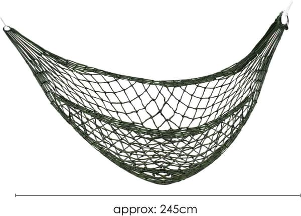 Mini-hengekøye i armygrønn nylon for camping eller hage