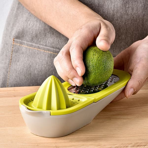 Grater with container (green), 2-in-1 multifunctional juicer, kitchen utensil melon and fruit grater