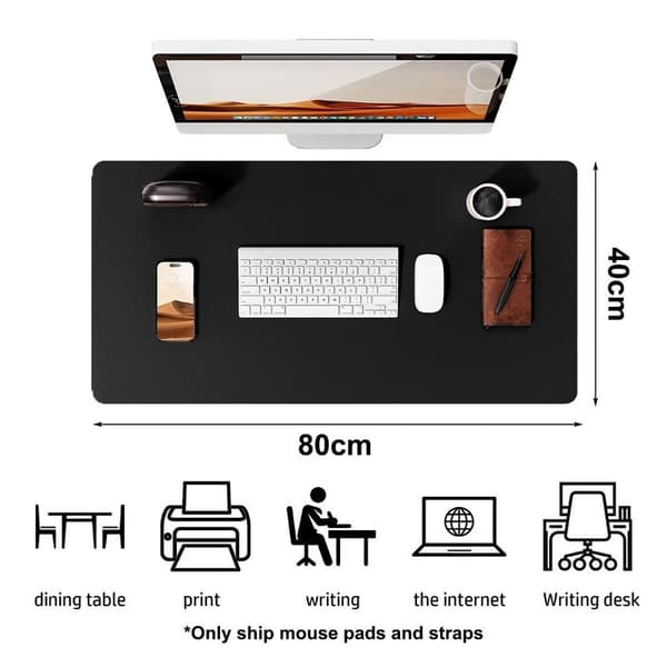 Leather Desk Pad Desk Mat Waterproof Mat Black