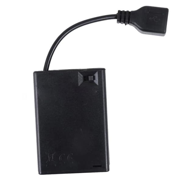 3XAA batteriboks med lokk og bryter koblet til USB-plugg USB-uttak batteriholder