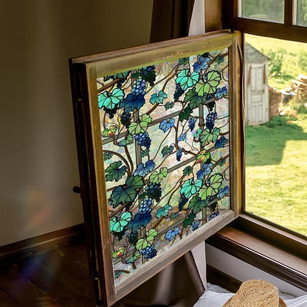 Decorative Window Film, Vines and Flowers Privacy Screen, Double-Sided Static, 45x200cm