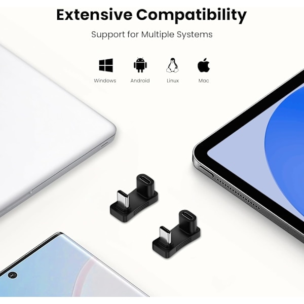 180 Degree Angled USB-C Adapter (2-pack), U-shaped USB-C 3.1 Male
