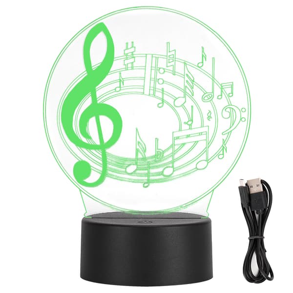 3D Musiknode LED-lampe USB Touch Bordlampe Natlampe Farveskift