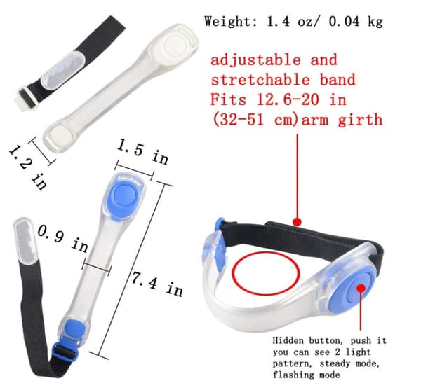 Lysende LED-armbånd i silikone til ridning, natløb, blinkende lys, natridning, fluorescerende lysrør, 4 stk. blå