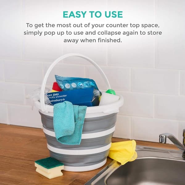 Collapsible Bucket - Large 10L Capacity, Robust Foldable Silicone Water Bucket with Comfortable Handle