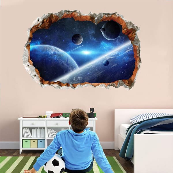 3D Planet Universe Galaxy Space Wall Decal Spaceship Astro