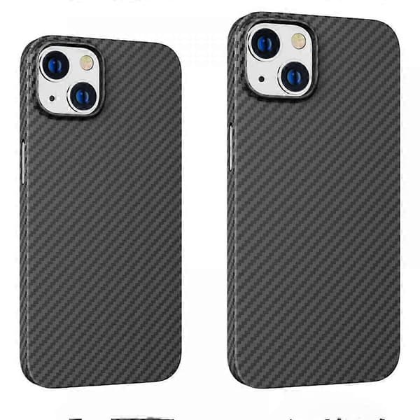 Magnetisk cover til iPhone 14 Aramidfiber Slim Fit iPhone 14-cover MagSafe, Sort/Kulfiber