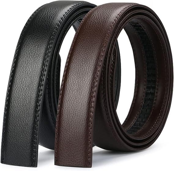 Pack Spärrbälte för män - Läderbälte för män 1 3/8 \" för vardagsjeans - Passar 36 \" till 44 \" midja justerbar