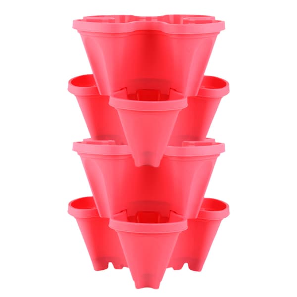 PP Stereoscopic Four-Leaf Flower Pot Strawberry Pot Multi-Layer Stacking Pot for Growing Vegetables and Melon Fruits
