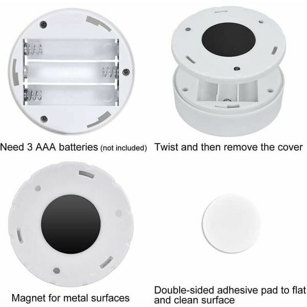 Battery-powered Cool White LED Motion Sensor Indoor Cabinet Light for Wardrobe, 3-pack