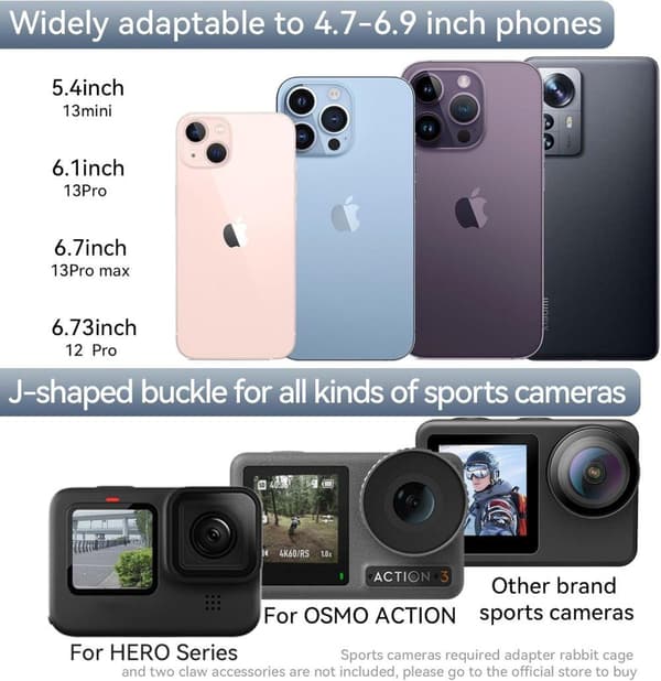 Mobile Clip for Action Camera - POV Mount with Remote Control, Compatible with GoPro, Samsung, iPhone - Camera Remote Shutter