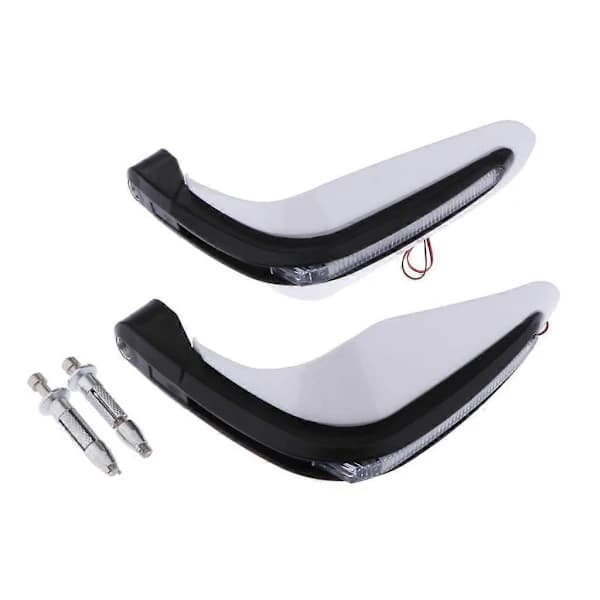 Motorcycle Handguards with 3W LED Light ABS Windproof Hand Protectors for Most Motorcycles White Pair White White