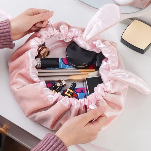Makeuptaske, sød kosmetiktaske, bærbar toilettaske til kvinder (rød)