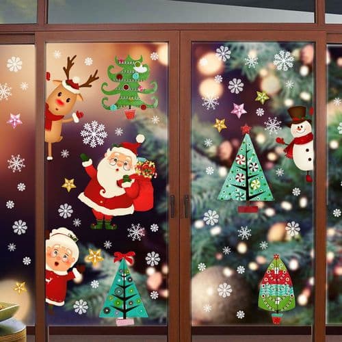 Christmas Stickers for Windows, Double-Sided Decorative Wall Stickers