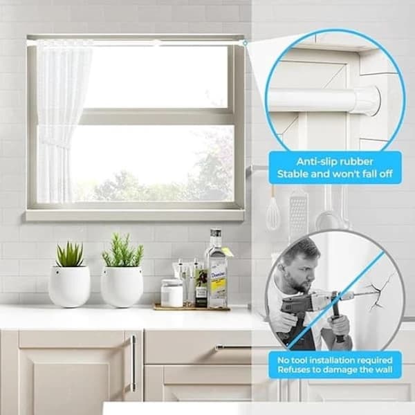 4-pack Tension Curtain Rods, Mini Telescopic Steel Spring Rods No Drill for Narrow Windows Kitchen Bathroom, White 30-50 cm