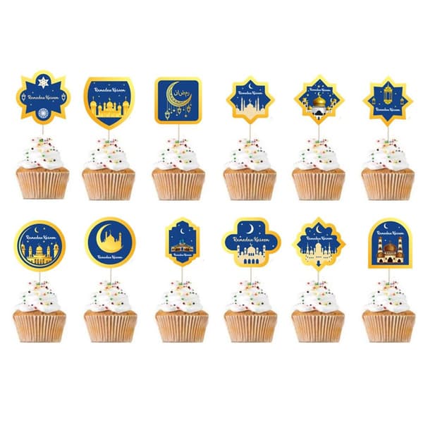 24 stk Eid Mubarak kagepynt Cupcake-pinde Muslimsk Ramadan festkage KLB