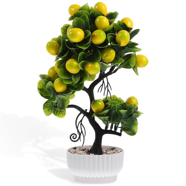 Realistic Artificial Lemon Tree in Pot Table Decoration Simulated Fruit Tree Plant Decor