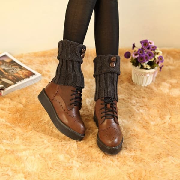 2 par dam vinter varma stickade boots manschett strumpa kort ben combo 2 KLB