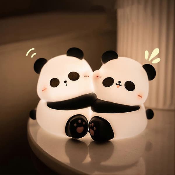 Kram Panda Natlampe LED Klaplampe USB-opladning og Plug-in Dobbelt Formål