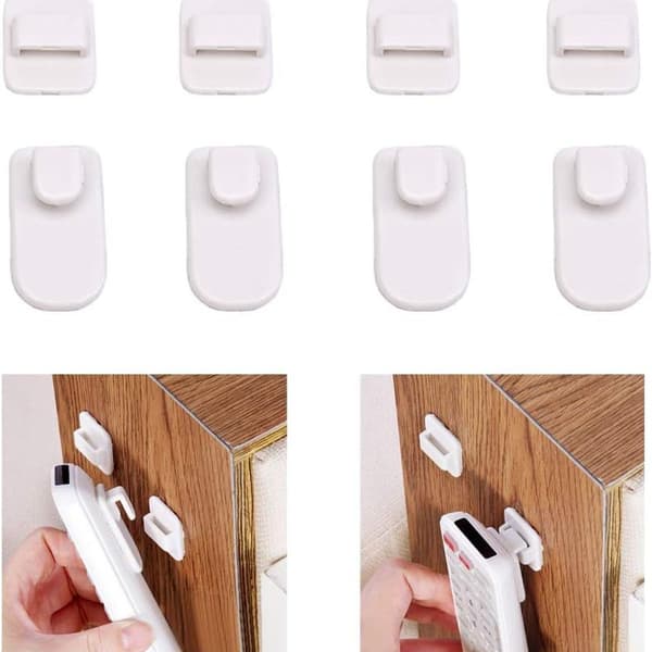 Remote Control Holder, 4 Set Self-Adhesive Wall Hook Holders, with KLB